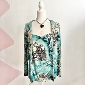 Animal‎ Print Sequin Top Y2K Glam 2000s Grunge Vintage Indie Sleaze 2X